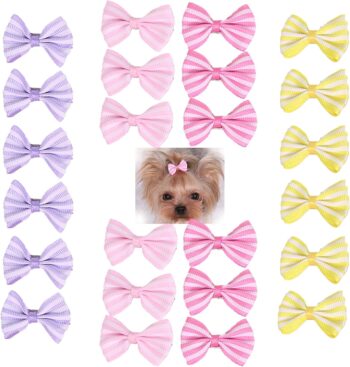 Pet Hair Clips, Bowknot Bows Dots Pet Hair Clips for Dog Cats Puppy,Random