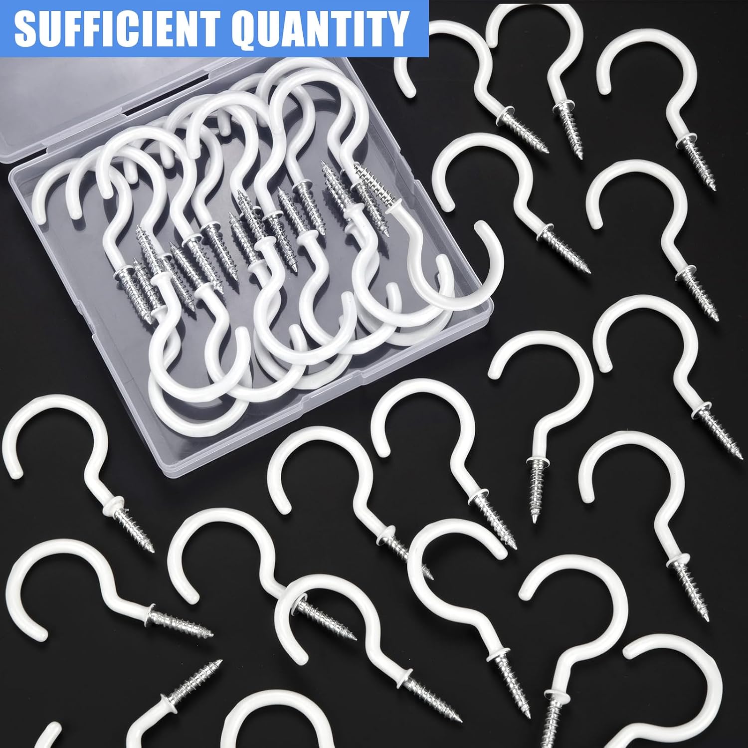 20 Pcs White Ceiling Hooks, 2.9 Inch Steel Hanging Hooks, Rust-Resistant Ceiling - Image 3