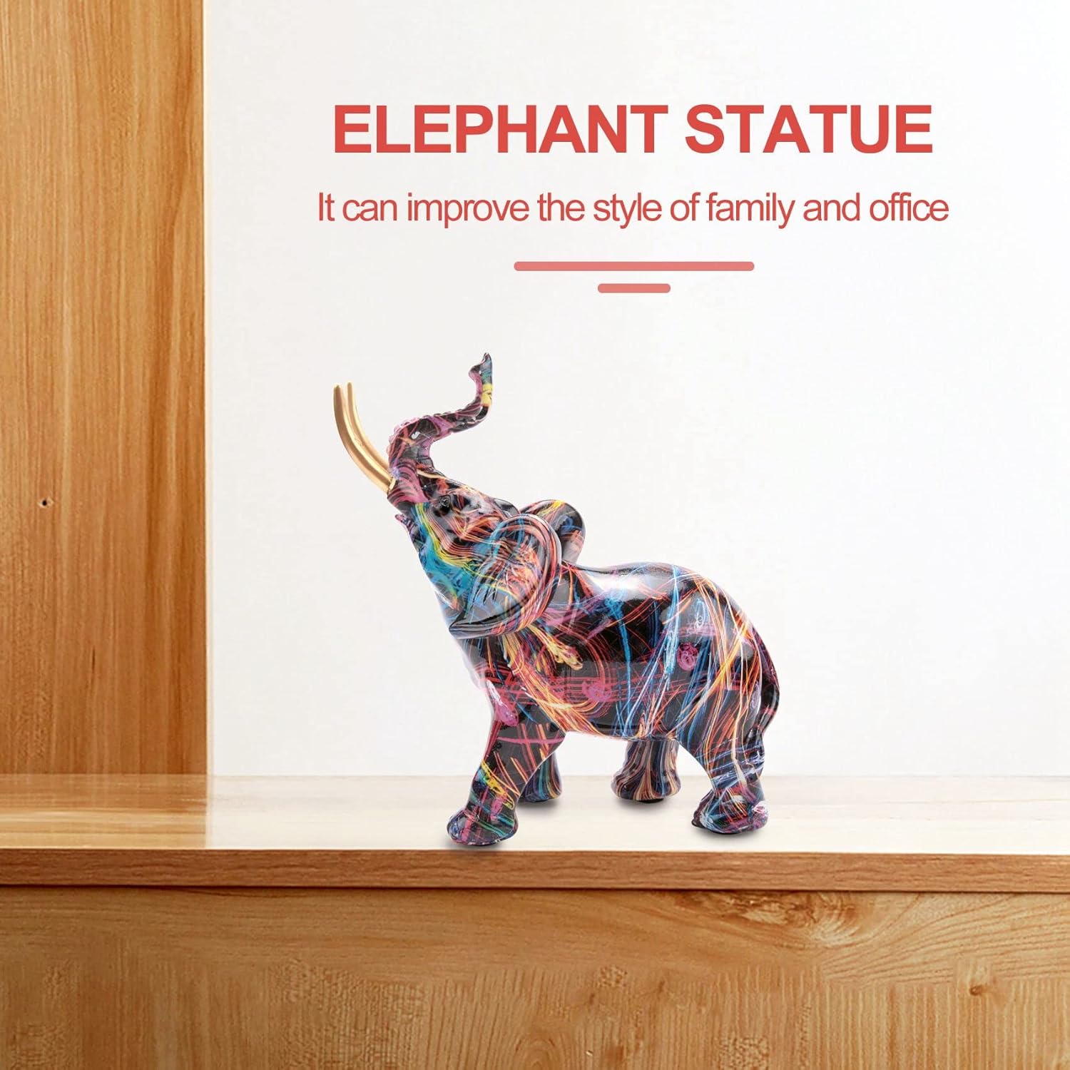 Nordic Painting Graffiti Elephant Sculpture Figurine Colorful Art Elephant - Image 7