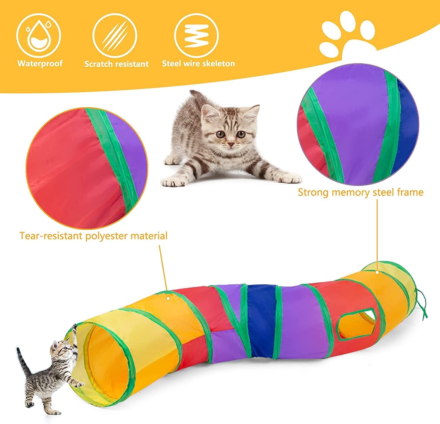 Cat Tunnel Tube S Tunnels: Cat Toys-Extensible Collapsible Cat Play Tent - Image 3