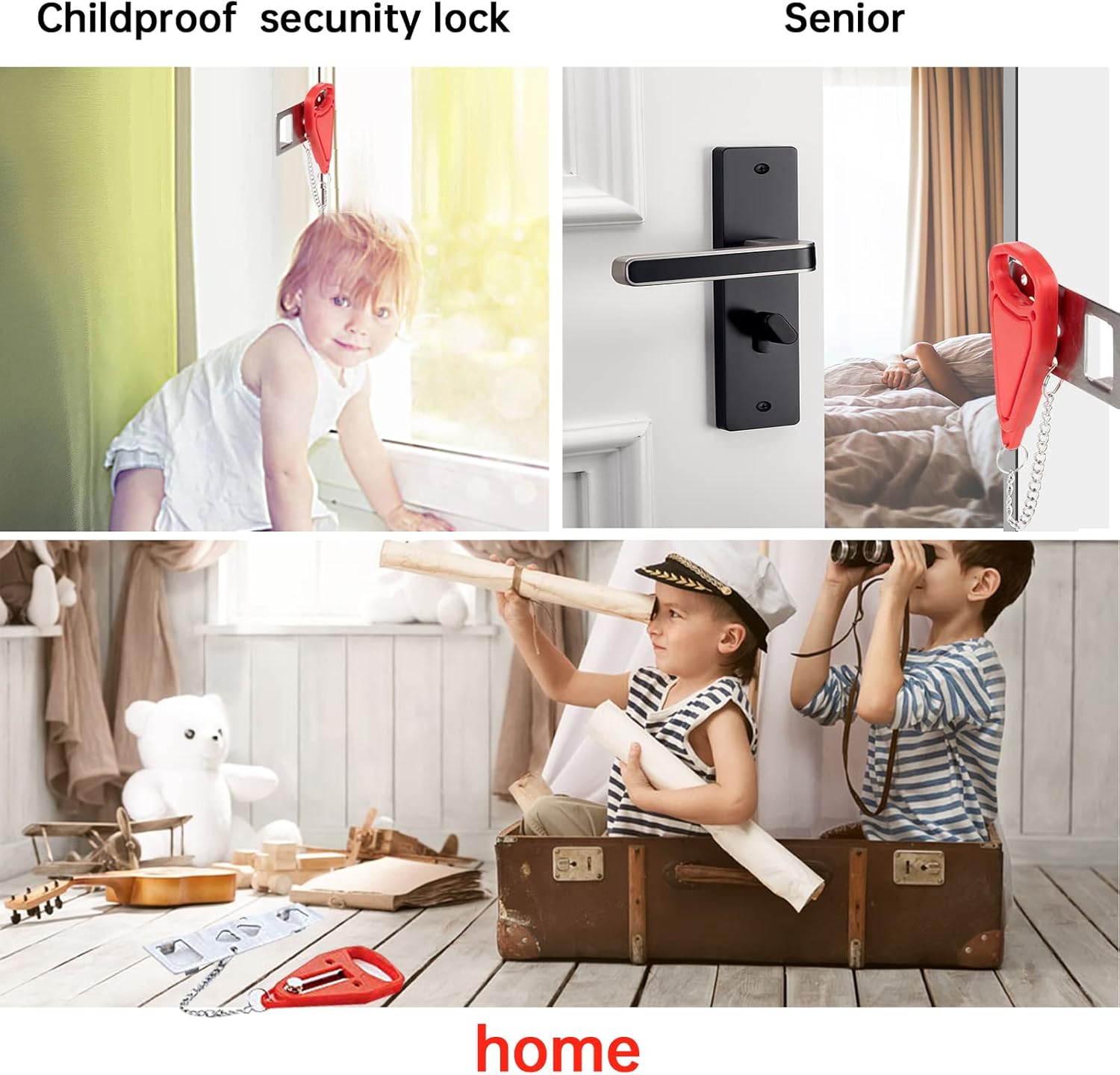 3 Packs Portable Door Lock, Door Locker Security Lock Heavy Duty Travel Lock - Image 6