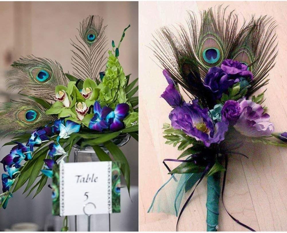 100pcs Natural Peacock Feathers with Eye Peacock Tail Feathers (25-30cm) - Image 5