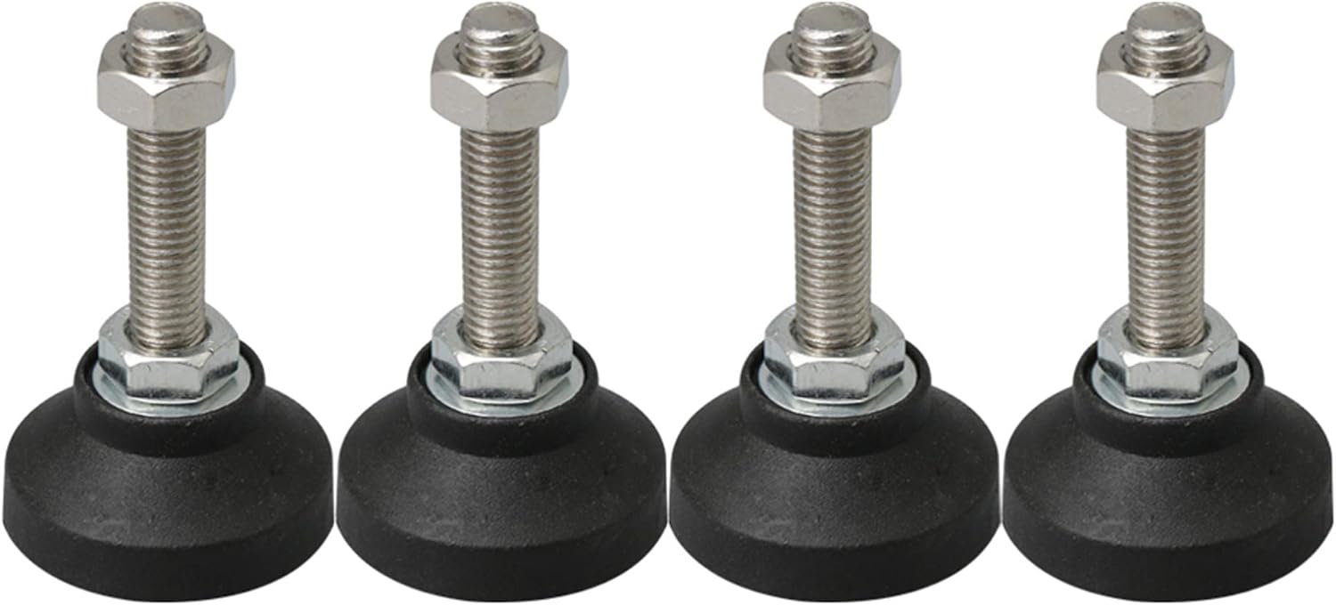 M12 x 50mm Thread Screw On Type Adjustable Furniture Levelling Feet Pack of 4