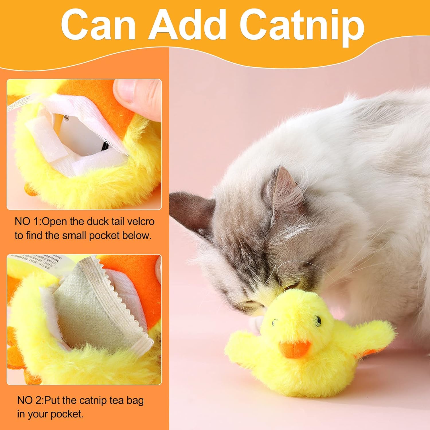 Interactive Cat Toys Duck-Catnip Chew Toy,USB Rechargeable Plush Duck - Image 3