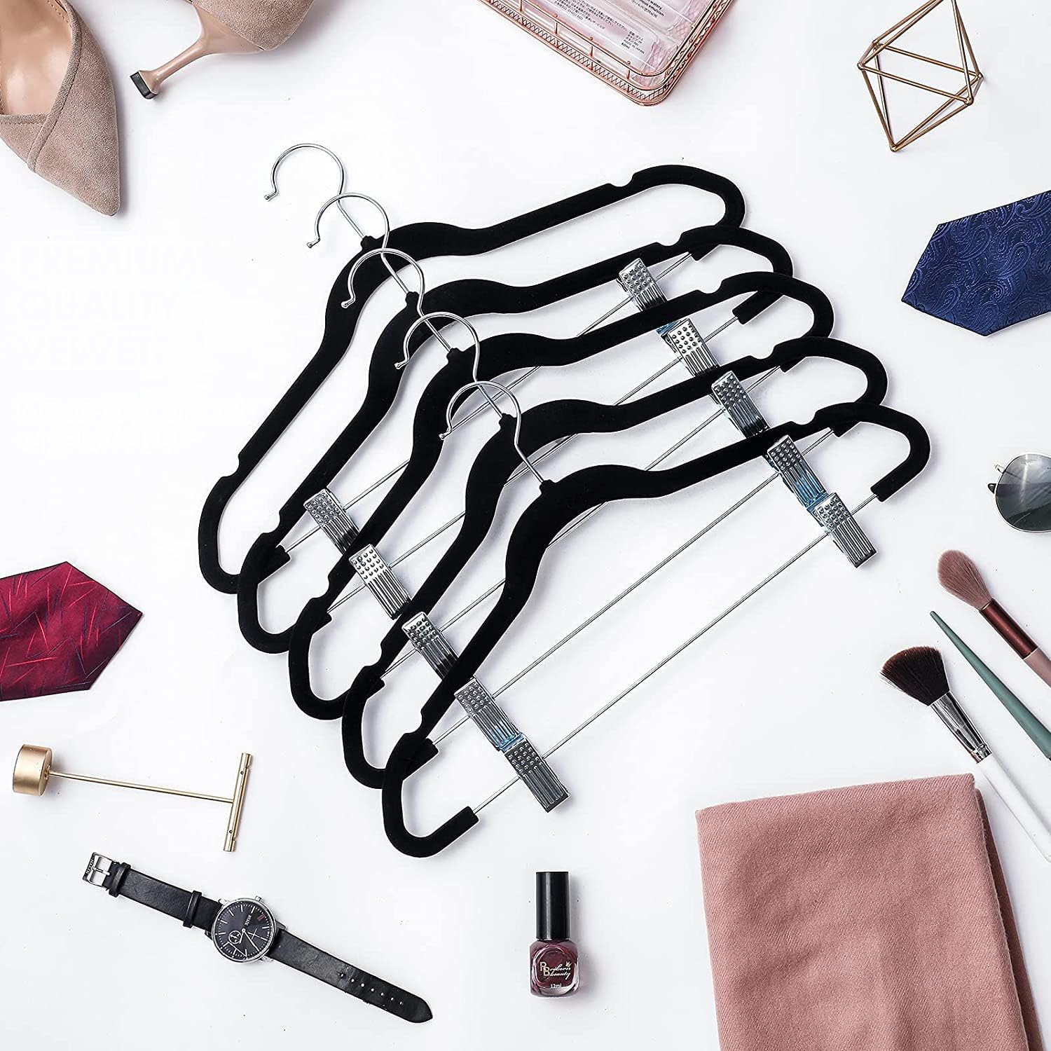 Velvet Clip Hangers 32-Pack - Black - Skirt, Shirt & Pant Hangers with Stainless - Image 6