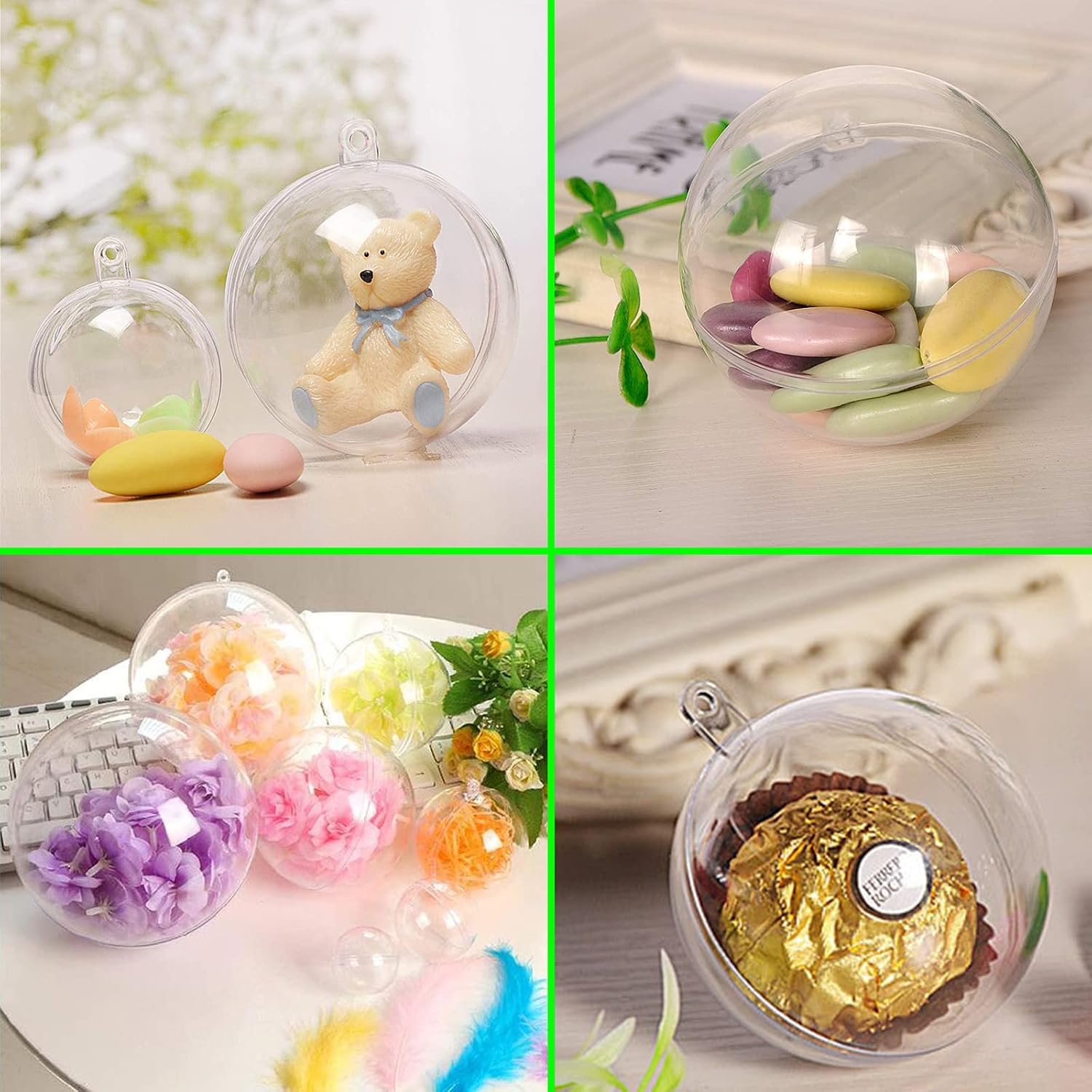 Clear Christmas Baubles to Fill 8 cm, Plastic Christmas Balls Transparent 3.15" - Image 3