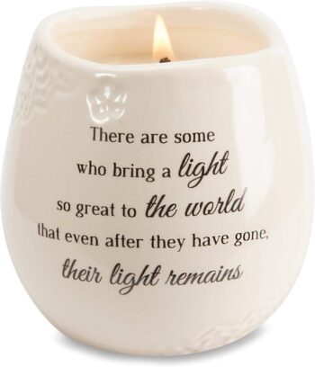In Memory Light Remains Ceramic Soy Wax Candle, White 8 oz