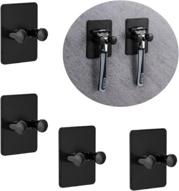 Shower Shaver Holder 4-Piece, Waterproof Self-Adhesive Hook, Detachable