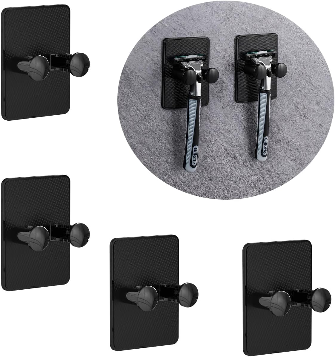 Shower Shaver Holder 4-Piece, Waterproof Self-Adhesive Hook, Detachable