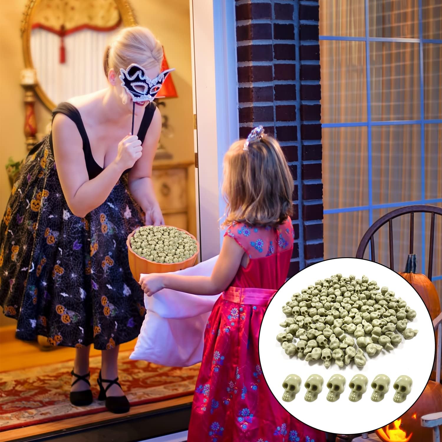 Mini Halloween Skulls, 100 Pcs Horror Plastic Skull Head Decorations - Image 5