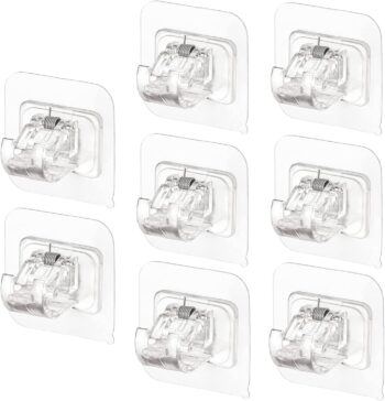 8 PCS No Drill Curtain Rod Brackets, Self Adhesive Curtain Rod Holder Hooks