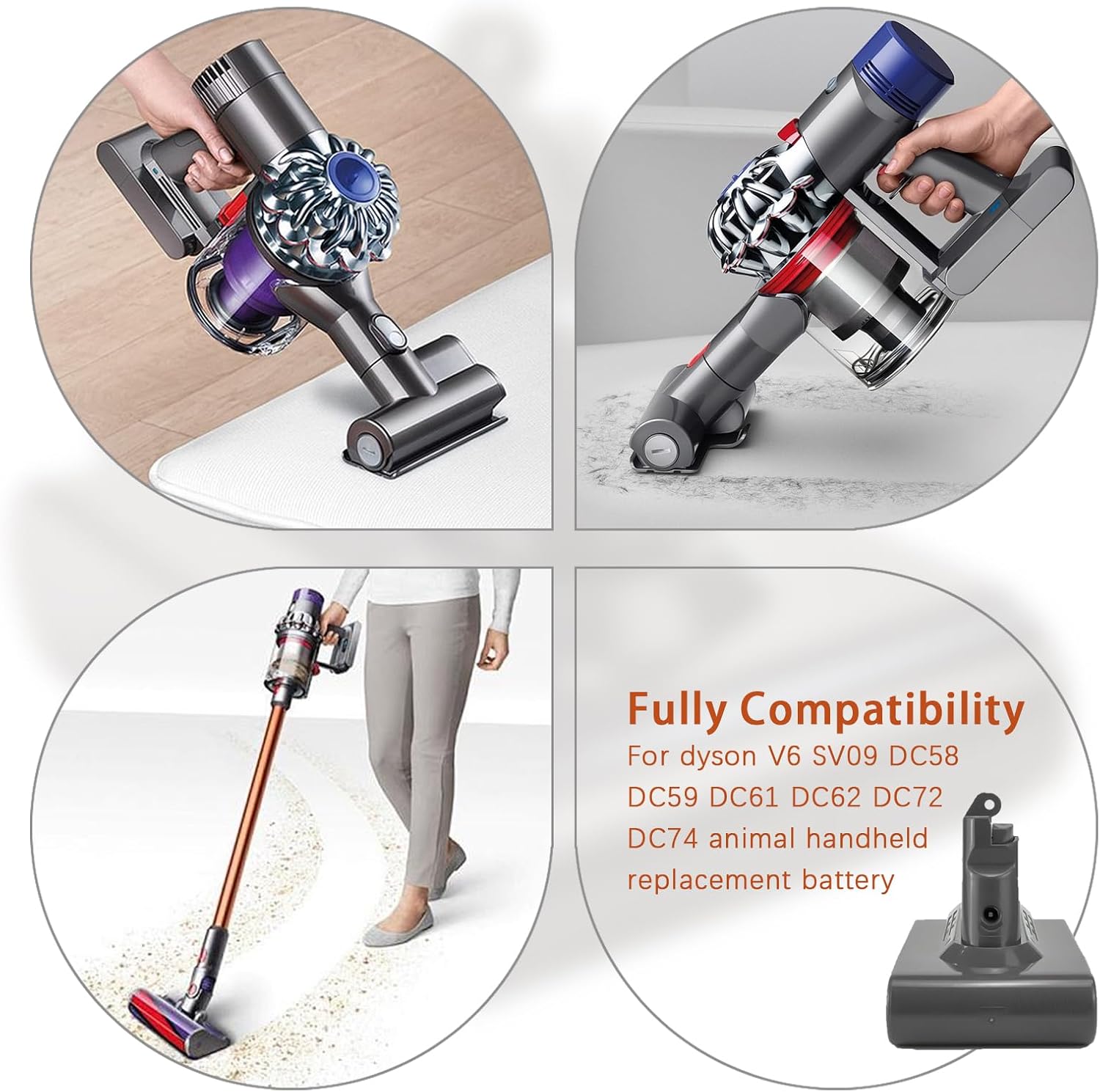 21.6V 4.6Ah for Dyson V6 Lithium Handheld Vacuum Cleaner Battery Replacement - Image 4