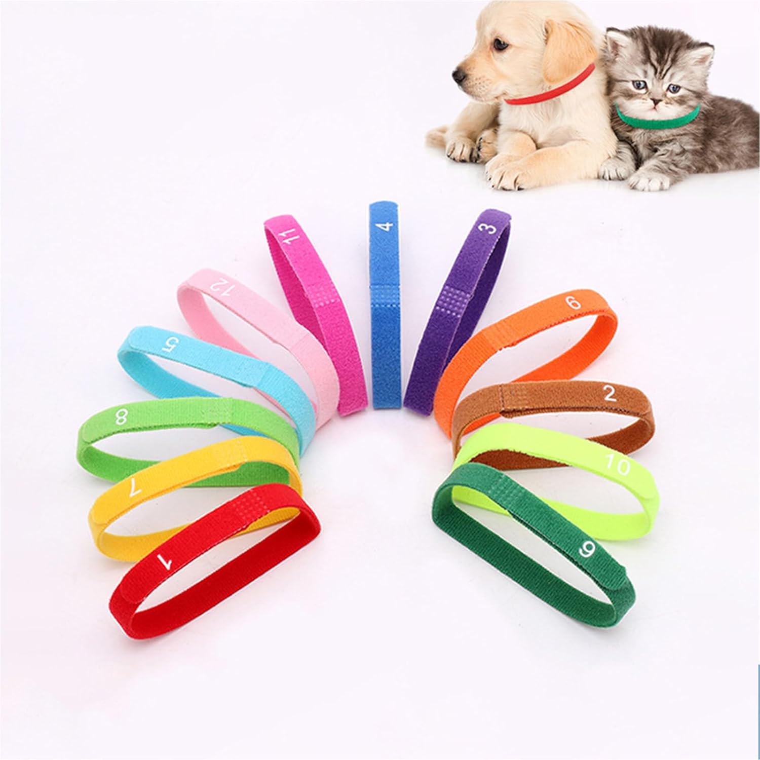 12 Pieces Newborn Puppy ID Collars with Numbers-Sized Adjustable Pet ID Collars - Image 5