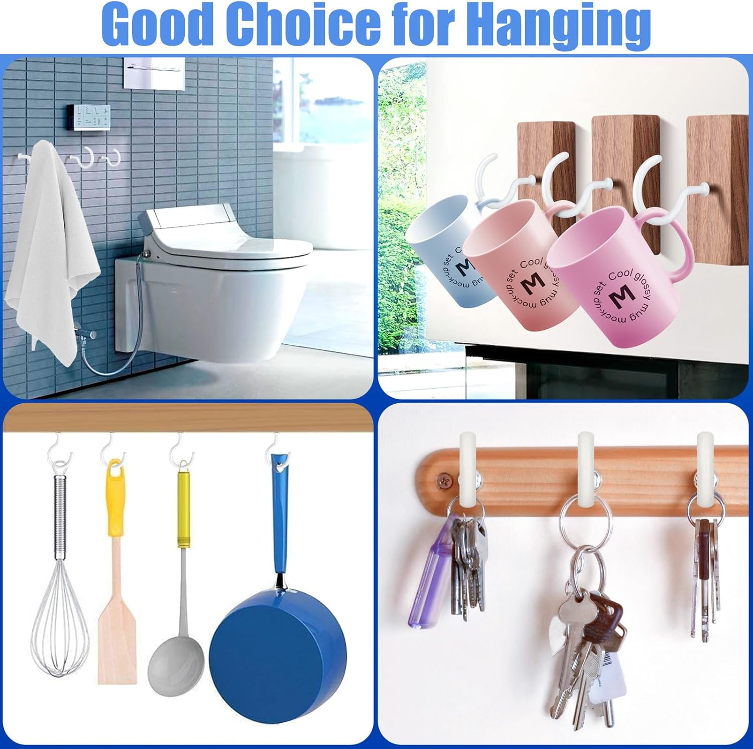 20 Pcs White Ceiling Hooks, 2.9 Inch Steel Hanging Hooks, Rust-Resistant Ceiling - Image 6