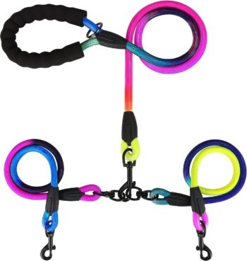 Double Dog Leash for Two Dogs,360 Swivel No Tangle Walking Leash, Dual Dog Leash