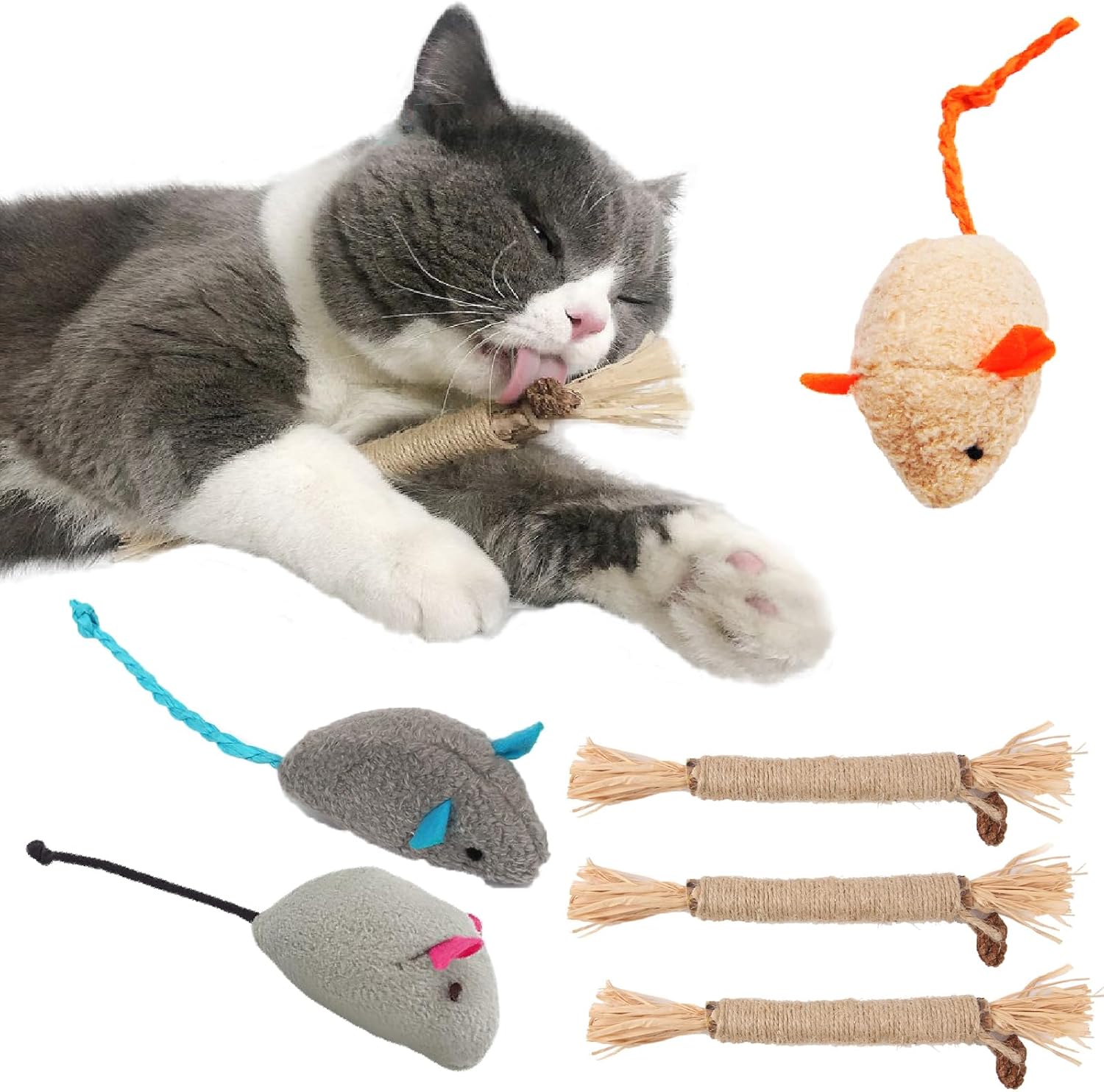 6 PCS Natural Silver Vine Sticks Cat Toys,Cat Snacks Sticks,Catnip Cat Chew Toys