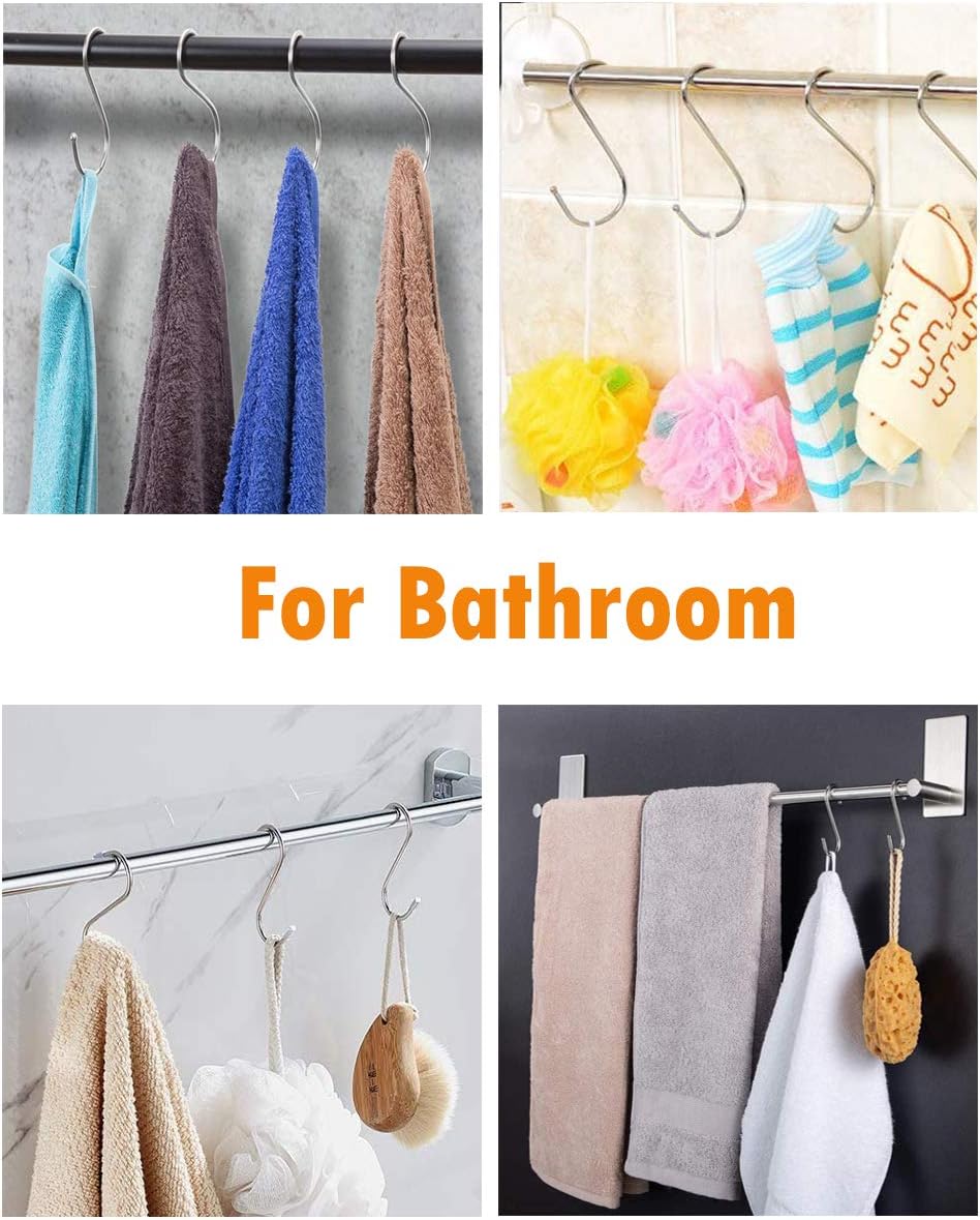 Stainless Steel S Shaped Hooks Hangers, Heavy Duty S Hooks, 20PCS Multipurpose - Image 4