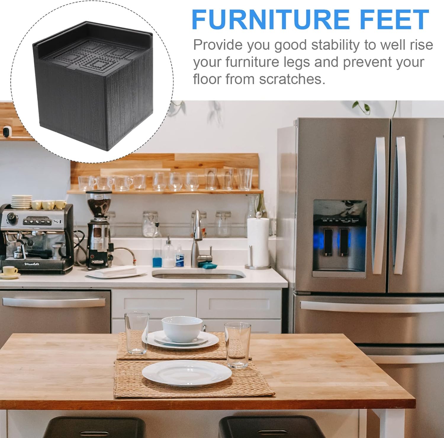 4pcs Furniture Risers Rubber Bed Risers Square Chair Table Risers Height - Image 7
