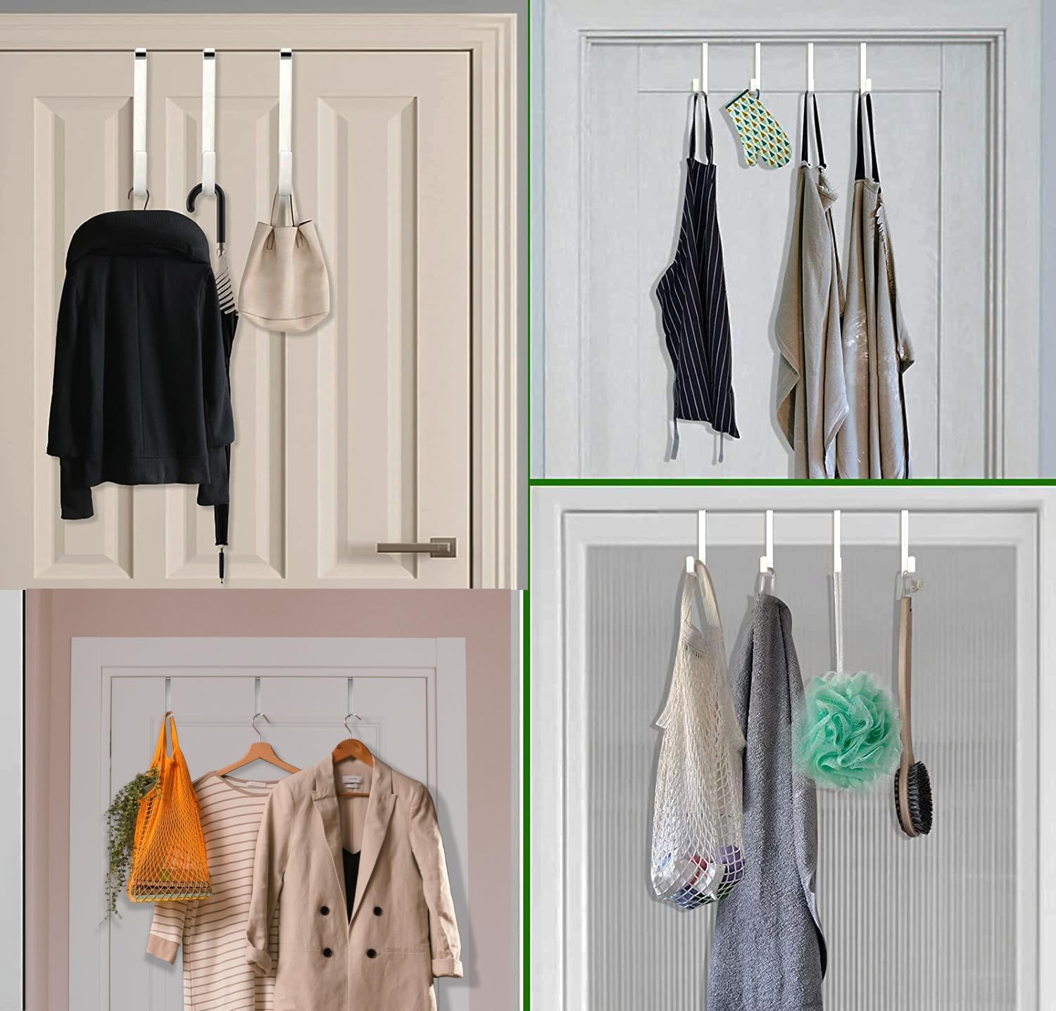 8 Pack Over The Door Hooks, Door Hangers Hooks with Rubber Prevent Scratches - Image 4