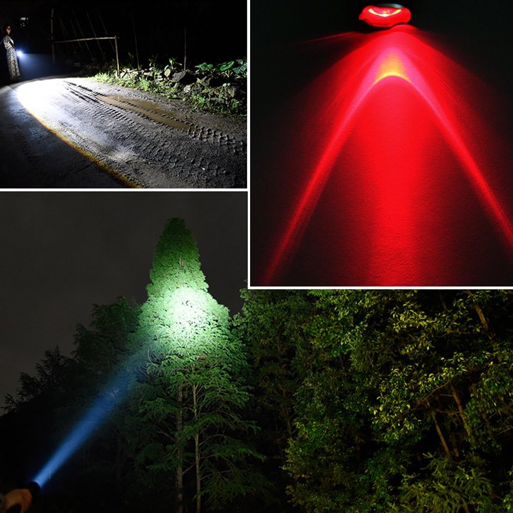 Red Green White Flashlight, 1000 lumens Powerful LED Waterproof Adjustable Focus - Image 3