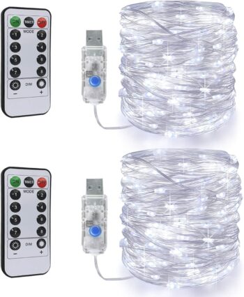 [2 Pack] Led String Lights, 10M 100LED String Fairy Lights USB Powered Copper