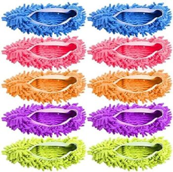 Mop Slippers Shoes 5 Pairs (10 Pieces) - Microfiber Cleaning House Mop Slippers
