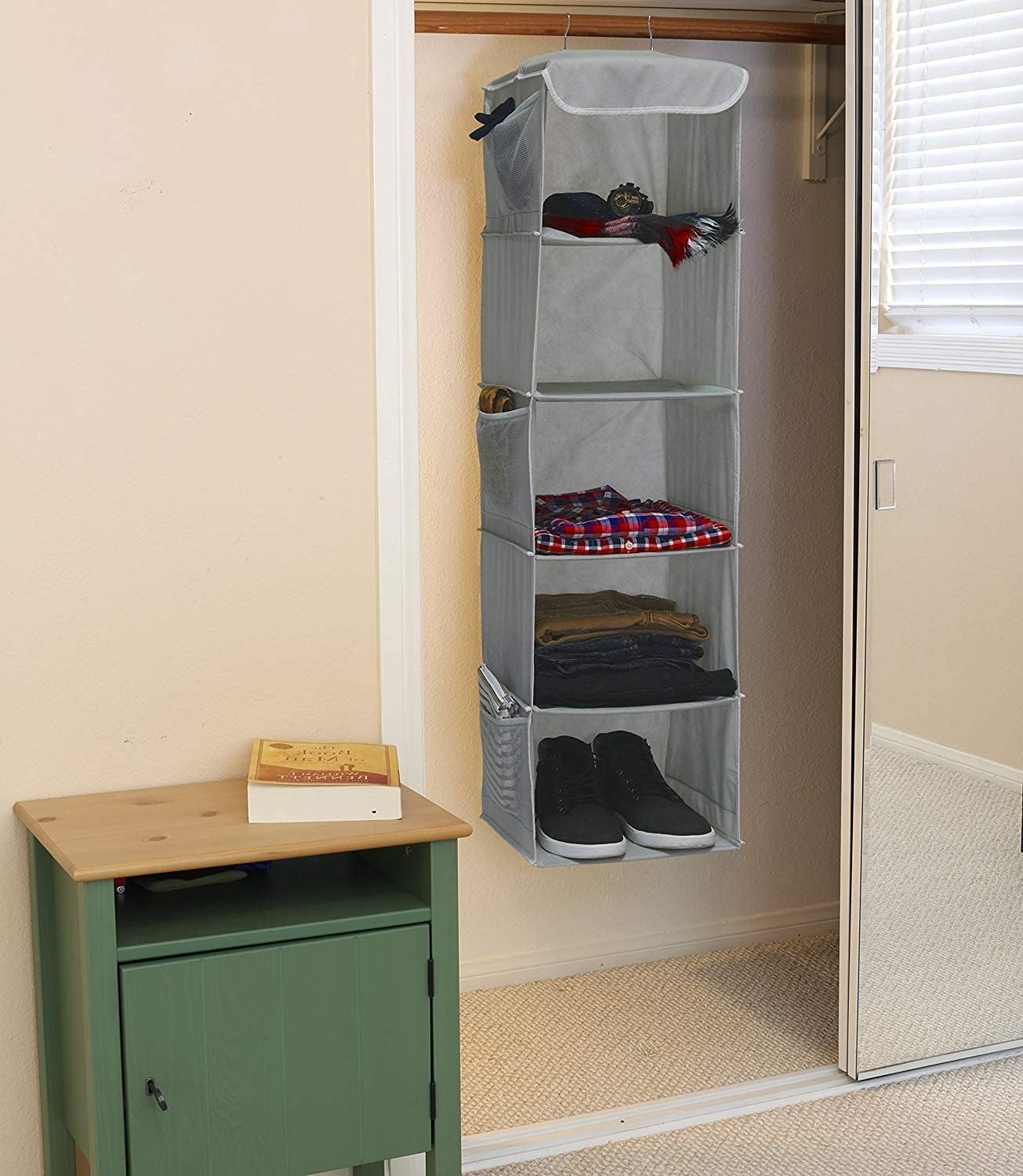 2-Pack 5 Shelf Hanging Closet Organizer Space Saver, Foldable Roomy Breathable - Image 6