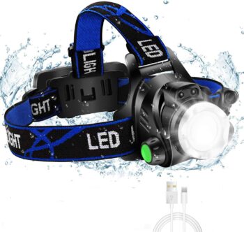Super Bright Headlamp, USB Rechargeable Led Head Lamp, IPX4 Zoomable Waterproof
