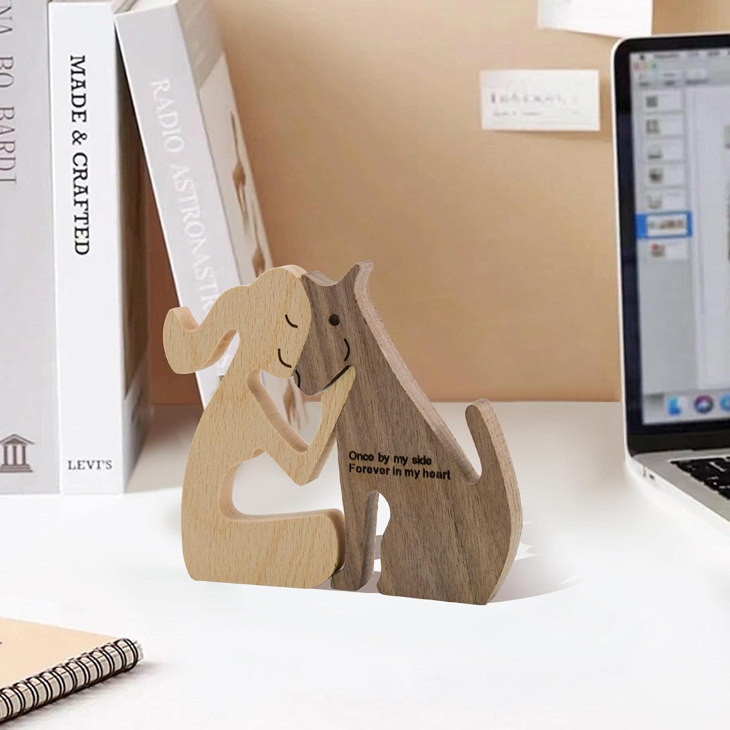 Wooden Dog Figurines Dog Statue Wooden Sculptures Handmade Accents Crafts Wooden - Image 6