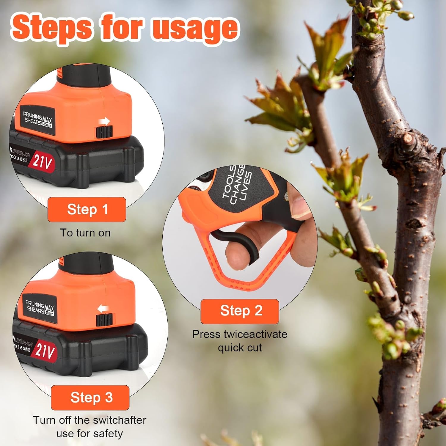Electric Pruning Shears, Professional Cordless Electric Secateurs Battery - Image 4