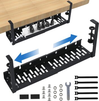 Under Desk Cable Management Tray - Black Iron Cable Tray Under Desk - Clamp