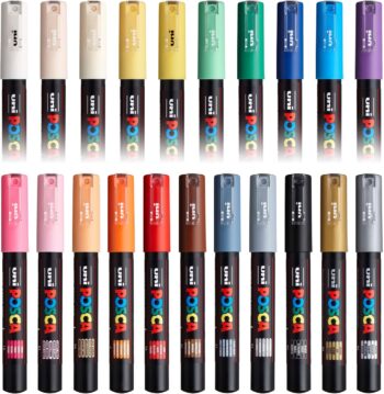 Posca PC-1M Paint Art Marker Pens - Fabric Glass Metal Pen - Full Set of 21