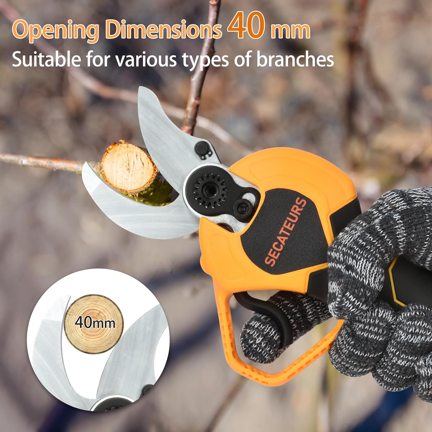 Electric Pruning Shears,40mm(1.6 inch) Cutting Diameter,Professional Cordless - Image 2