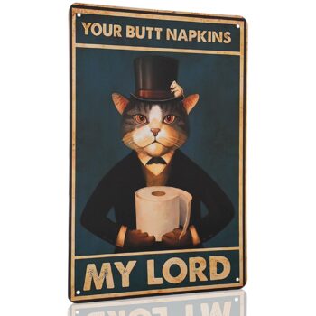 Funny Black Cat Posters, Vintage Wall Art Home Decor, Bathroom Metal Tin Sign