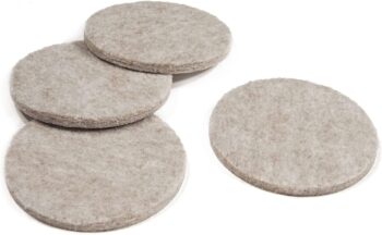 Self-Stick Felt Floor Savers Round, Beige, 57 mm (Pack of 4)
