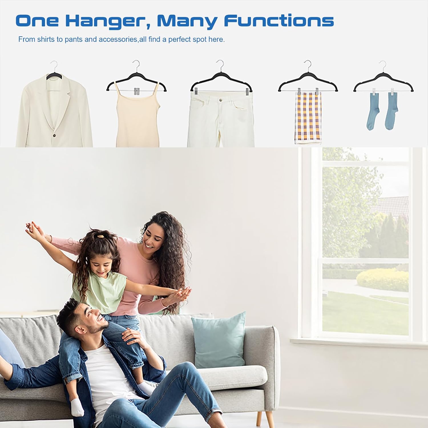 Velvet Clip Hangers 32-Pack - Black - Skirt, Shirt & Pant Hangers with Stainless - Image 7