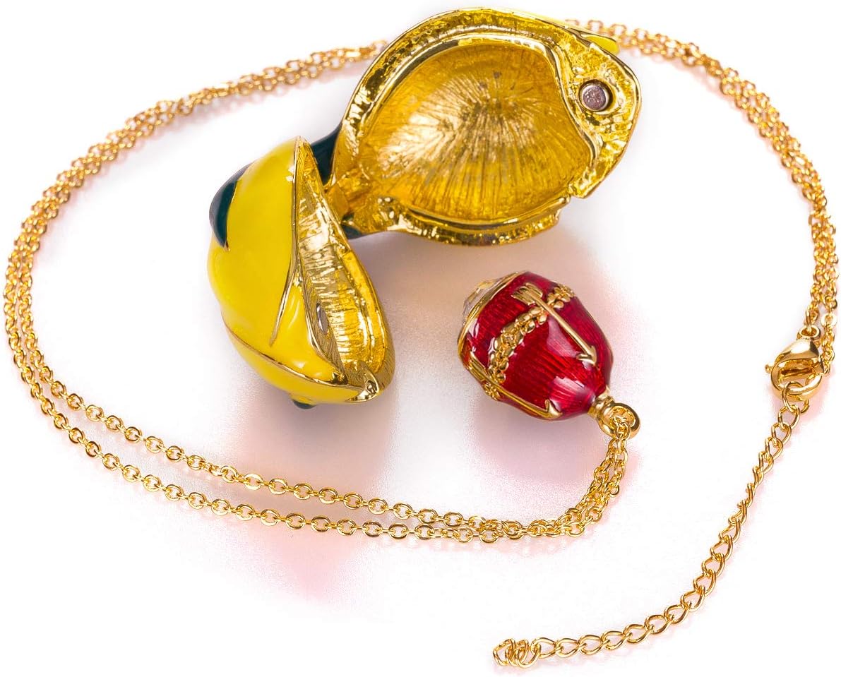 Faberge Style Rosebud Egg/Trinket Jewel Box with Flower 9,5 cm red - Image 4