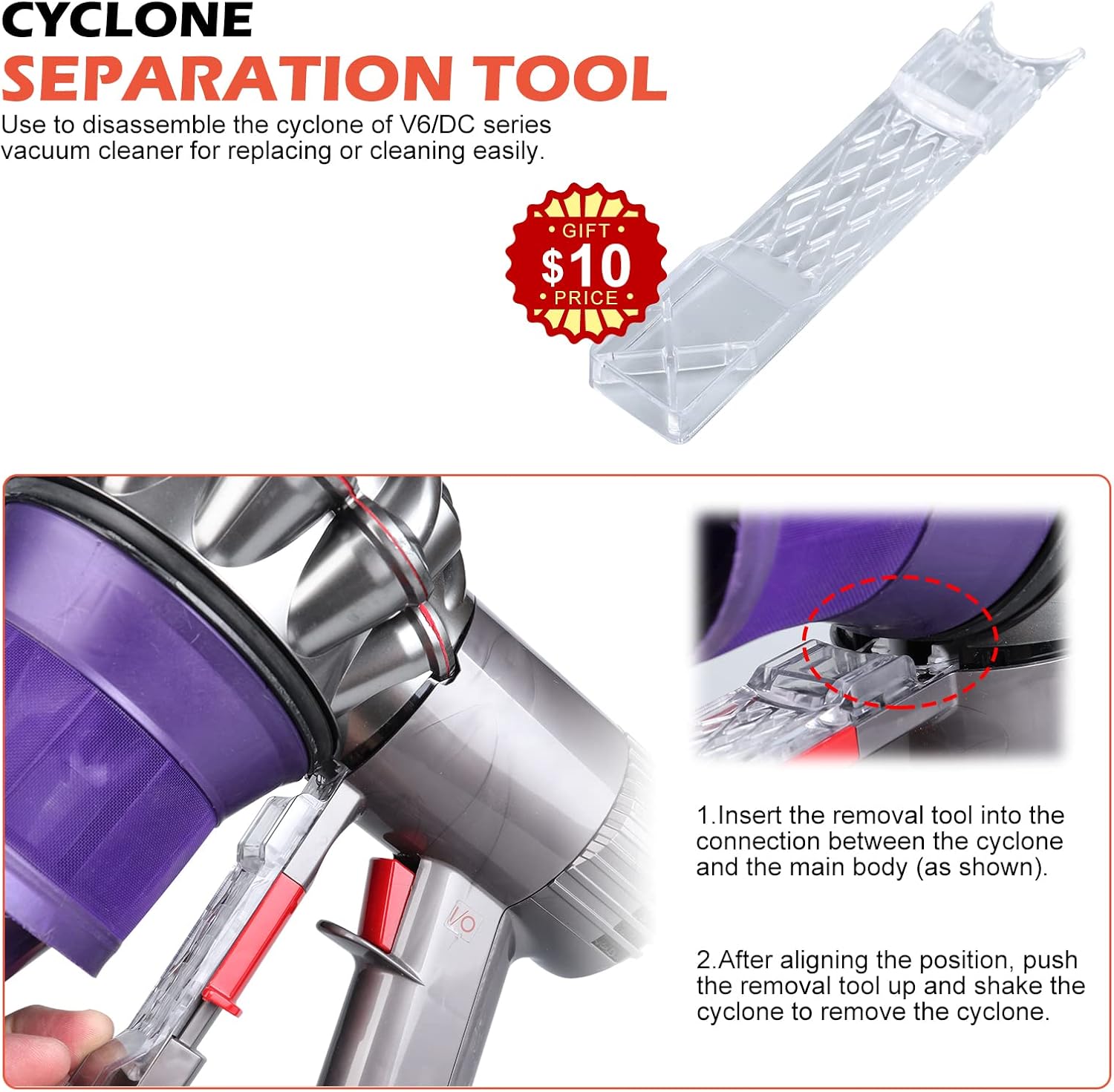 Motor Rear Cover + Pre&Post HEPA Filter Set Compatible with Dyson V6 DC58 DC59 - Image 5