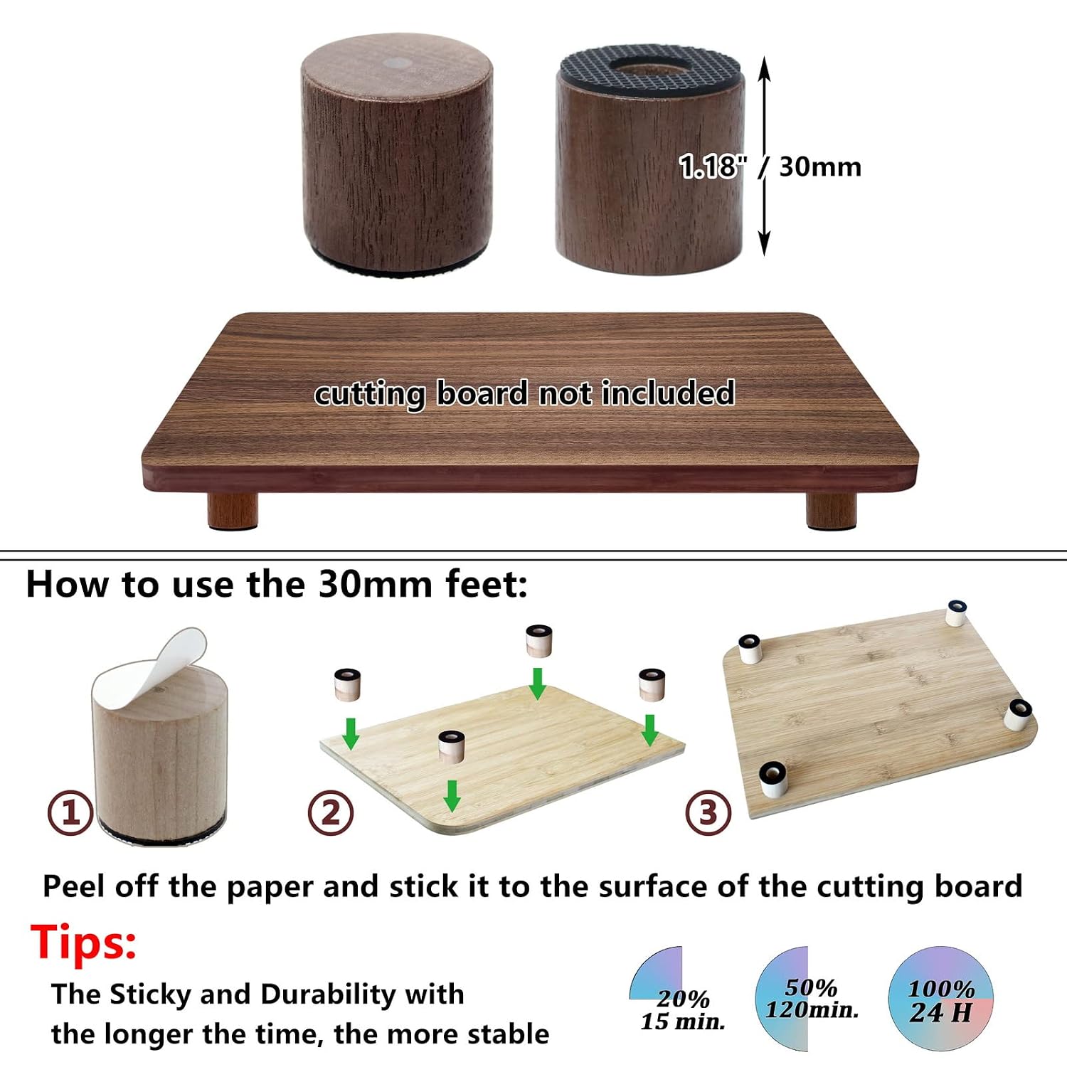 Cutting Board Feet, Walnut Chopping Board Feet, Cutting Board Feet Non Slip - Image 3
