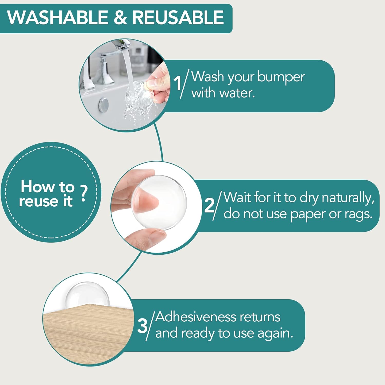 Door Stoppers Wall Protector, 6PCS Reusable Door Bumper with Self Strong - Image 5