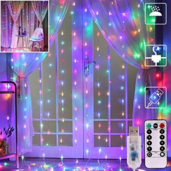 Curtain Lights, Fairy Lights for Bedroom,300 LED Lights W/ 8 Mode USB Powered