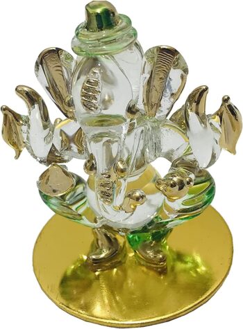 Green Ganesha for car Dashboard Sitting Ganesh Sculpture Murti Ganpati Idol