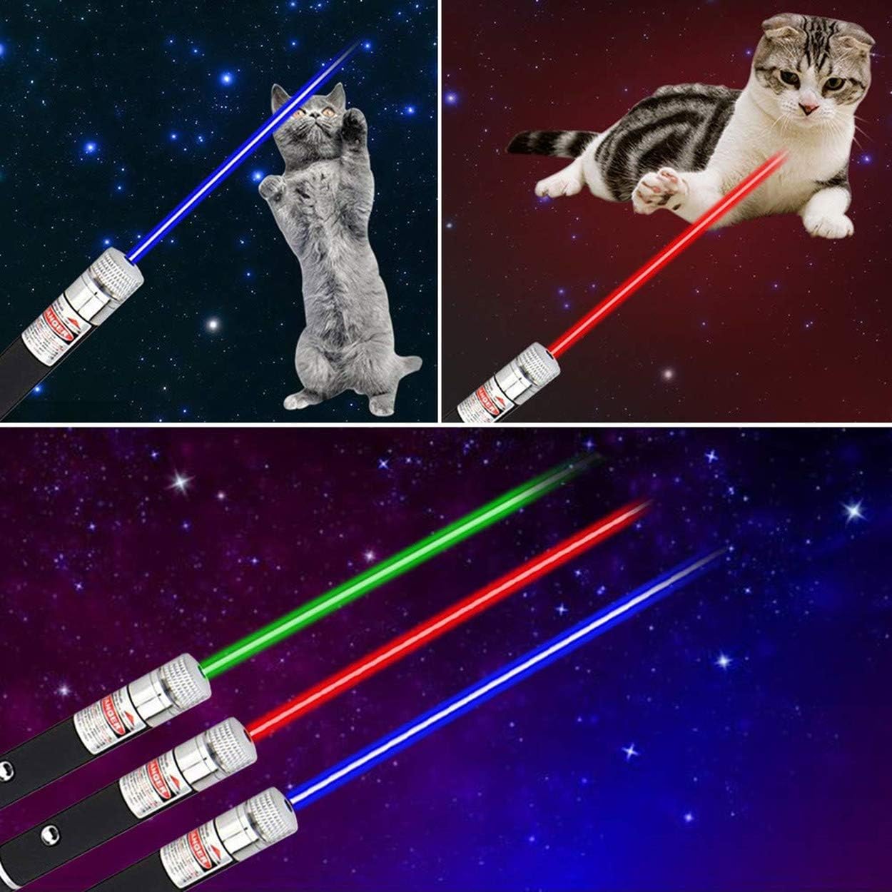Cat Toy Laser Pointer, 3 PCS Green Red Violet Laser Pointer Cat Toy for Indoor - Image 2