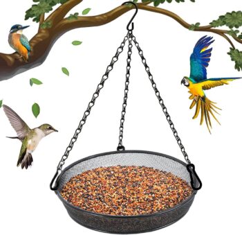 1Pc Metal Mesh Platform Feeders for Birds,Hanging Bird Feeder Tray,Metal Hanging