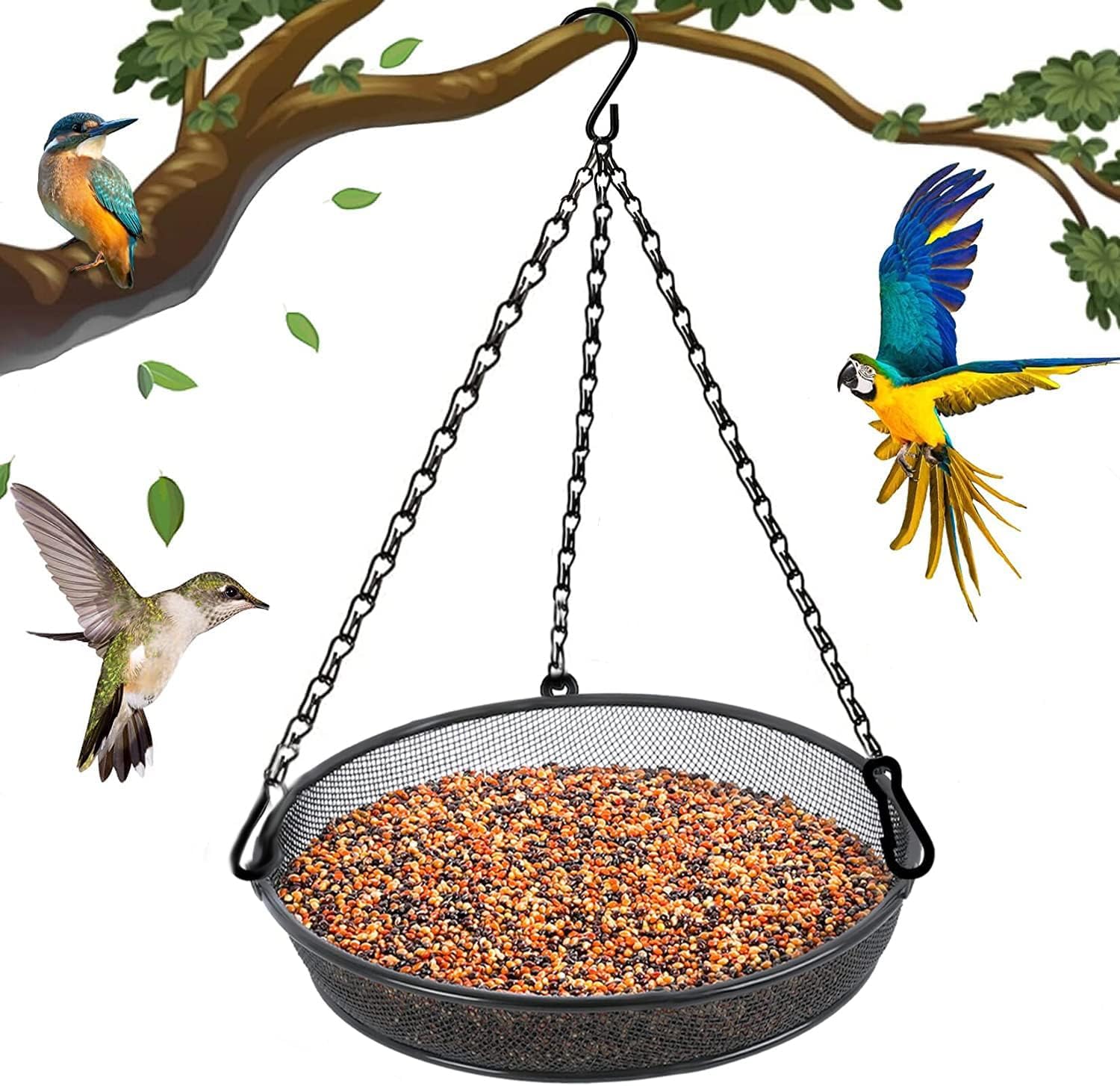 1Pc Metal Mesh Platform Feeders for Birds,Hanging Bird Feeder Tray,Metal Hanging