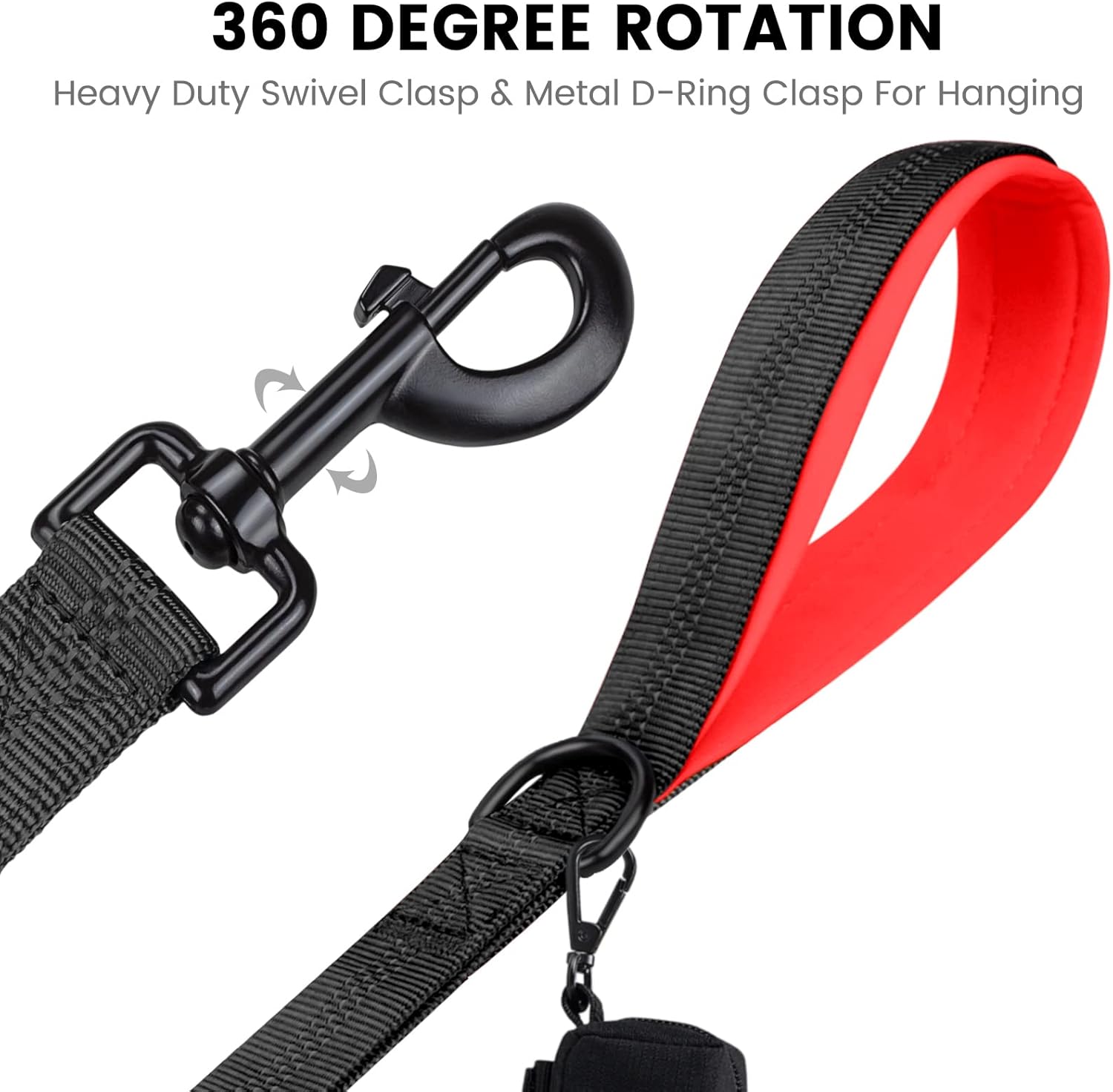 Short Dog Leash 18in Padded Handle Dog Lead with 3 Reflective Thread for Large - Image 4