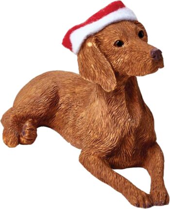 Vizsla with Santa Hat Christmas Ornament