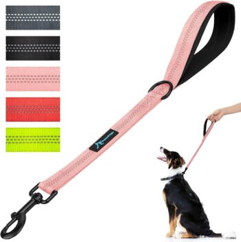 Short Dog Leash 18in Padded Handle Dog Lead with 3 Reflective Thread for Large
