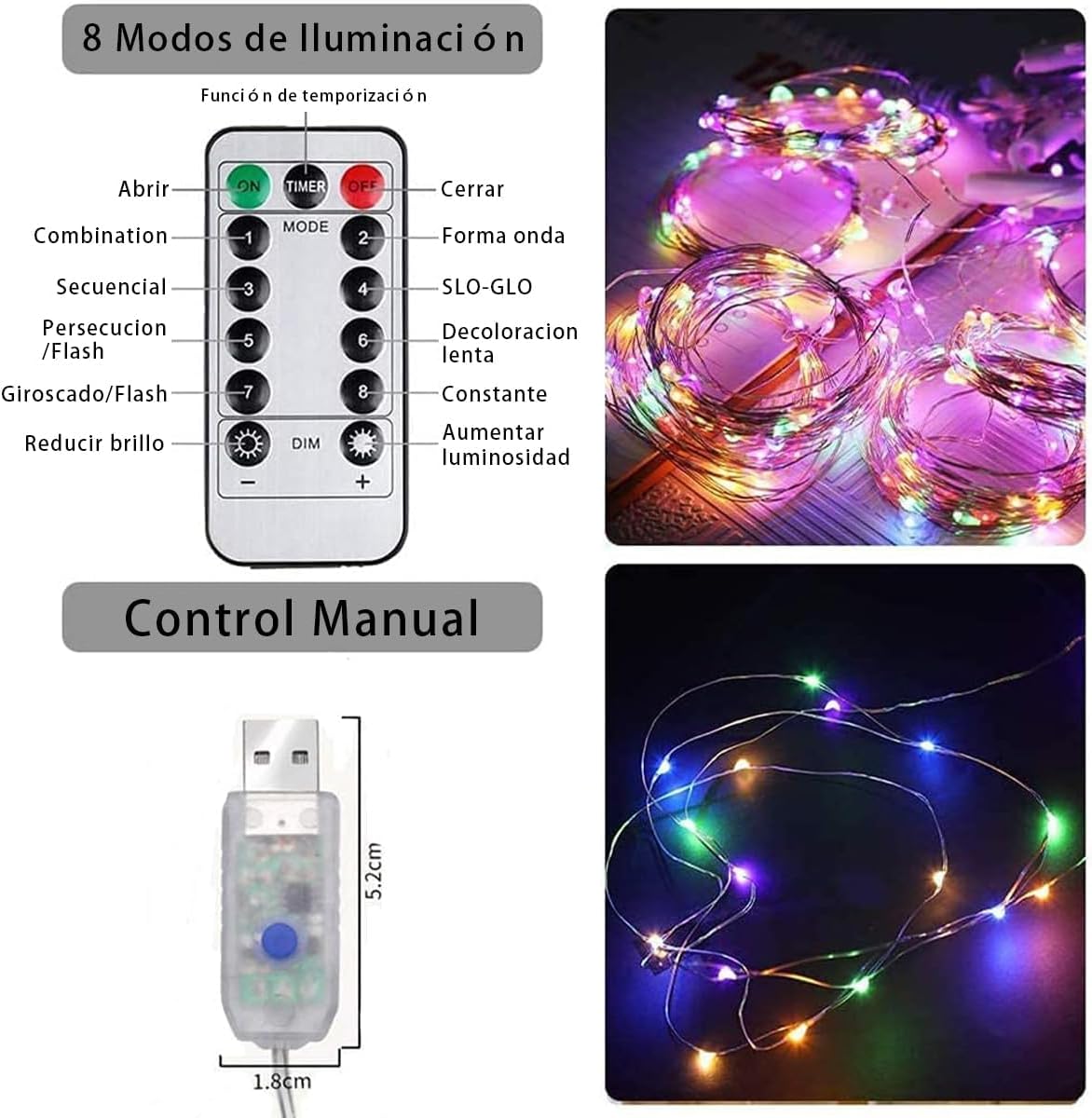 Curtain Lights, Fairy Lights for Bedroom,300 LED Lights W/ 8 Mode USB Powered - Image 7