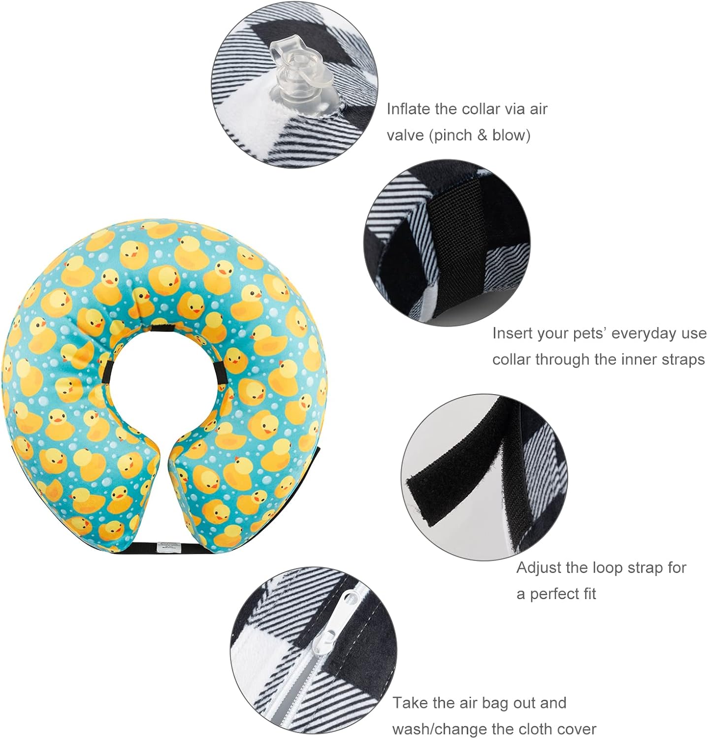 Inflatable Soft Dog Cone with Removable Fleece Covers for Small/Medium/Large - Image 6